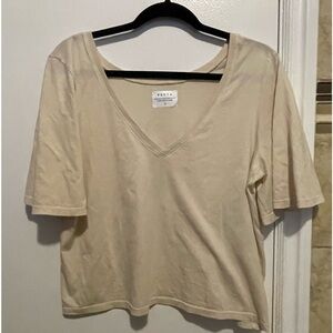 VETTA ecru cotton cropped T